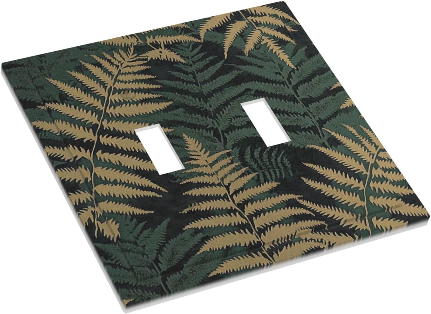 Decorative Switch Plates Botanical Fern Green Leaf Forest 2 Gang Double Toggle Outlet Light Switch Cover Wall Plate Electrical Faceplate For Bed Room Home Decor