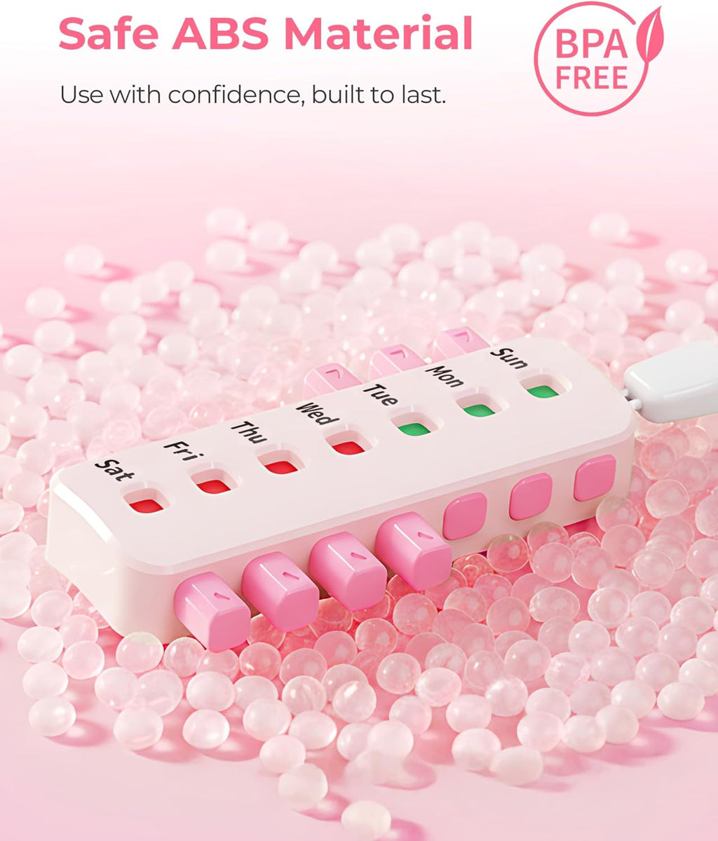 Pill Reminder for Easy Tracking Without Refills, Reusable Pill Tracker for Vairous Bottles, Arthritis-Friendly & Anti-Slide Medication Tracker, Compact Medicine Reminder for Pet Meds, Pink, 2-Pack