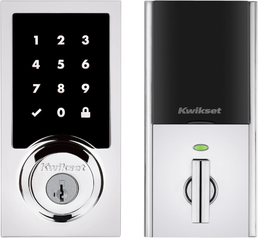 Kwikset HomeConnect 918 Contemporary Z-Wave Long Range Enabled Touchscreen Lock Works with Ring Alarm, Samsung SmartThings Hub Required, Sold Separately in Polished Chrome