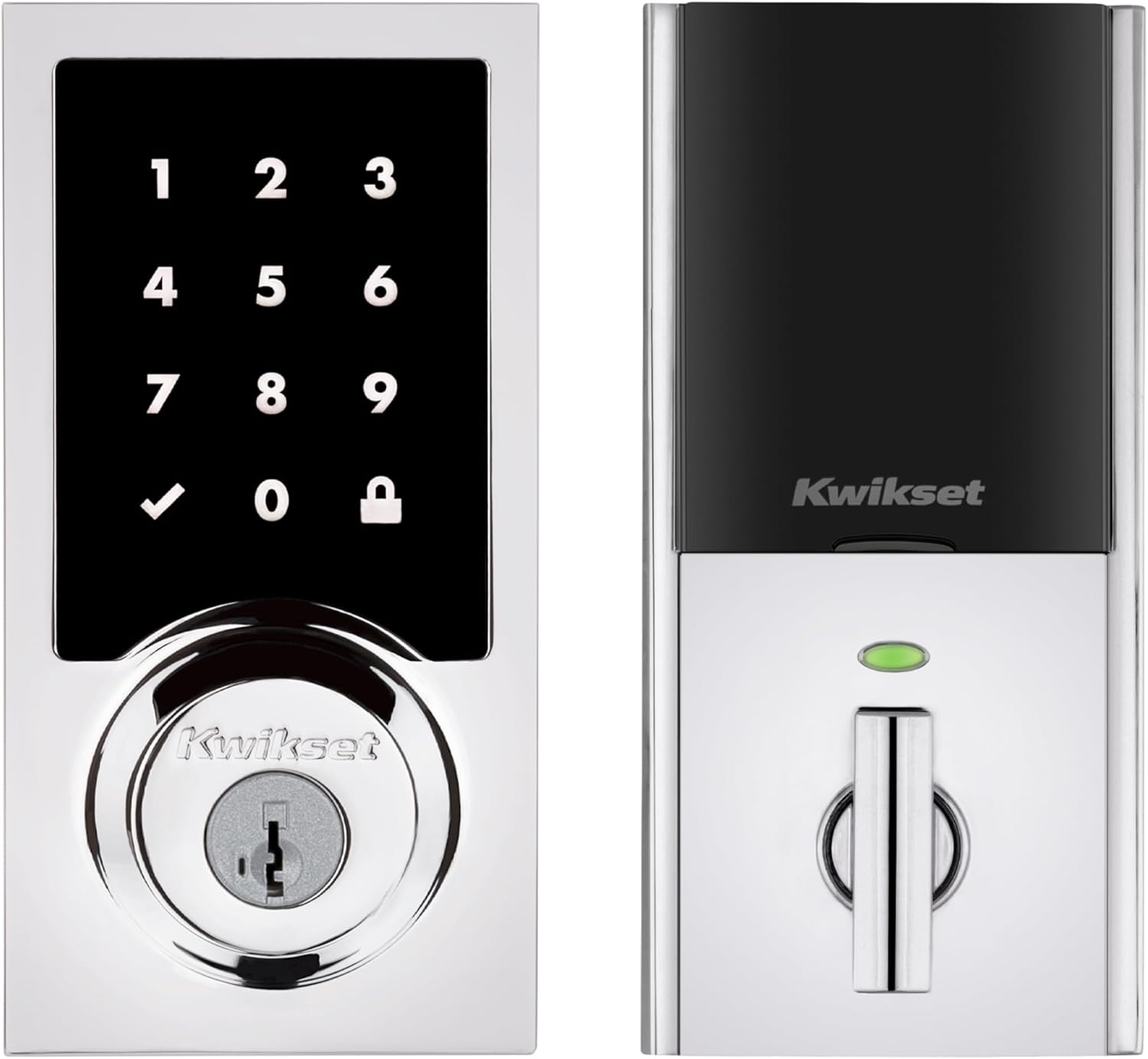 Kwikset HomeConnect 918 Contemporary Z-Wave Long Range Enabled Touchscreen Lock Works with Ring Alarm, Samsung SmartThings Hub Required, Sold Separately in Polished Chrome
