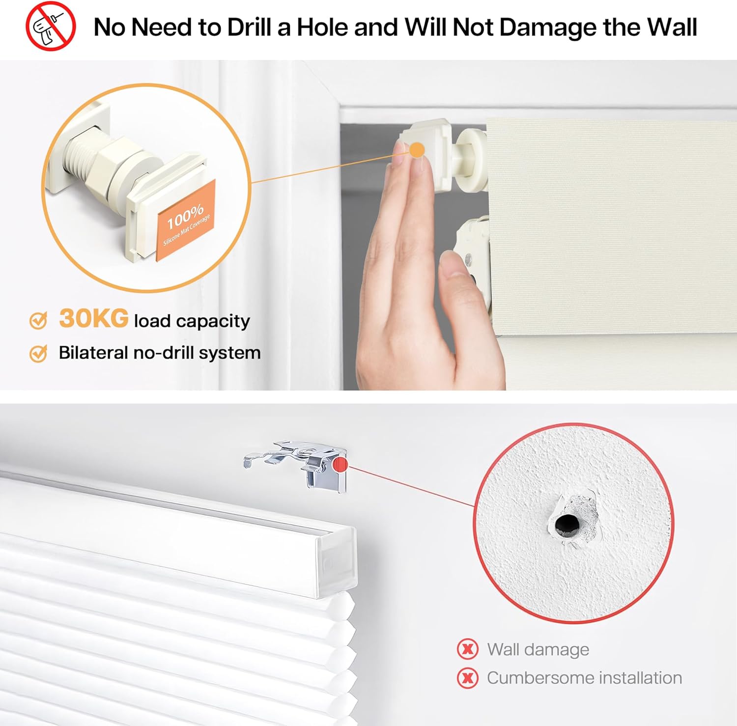 LazBlinds No Drill Blinds for Indoor Windows, Blackout Roller Shades, Cordless Window Blackout Blinds, Thermal Insulated Fabric UV Protection for Home and Office, 23" W x 72" H, Cream