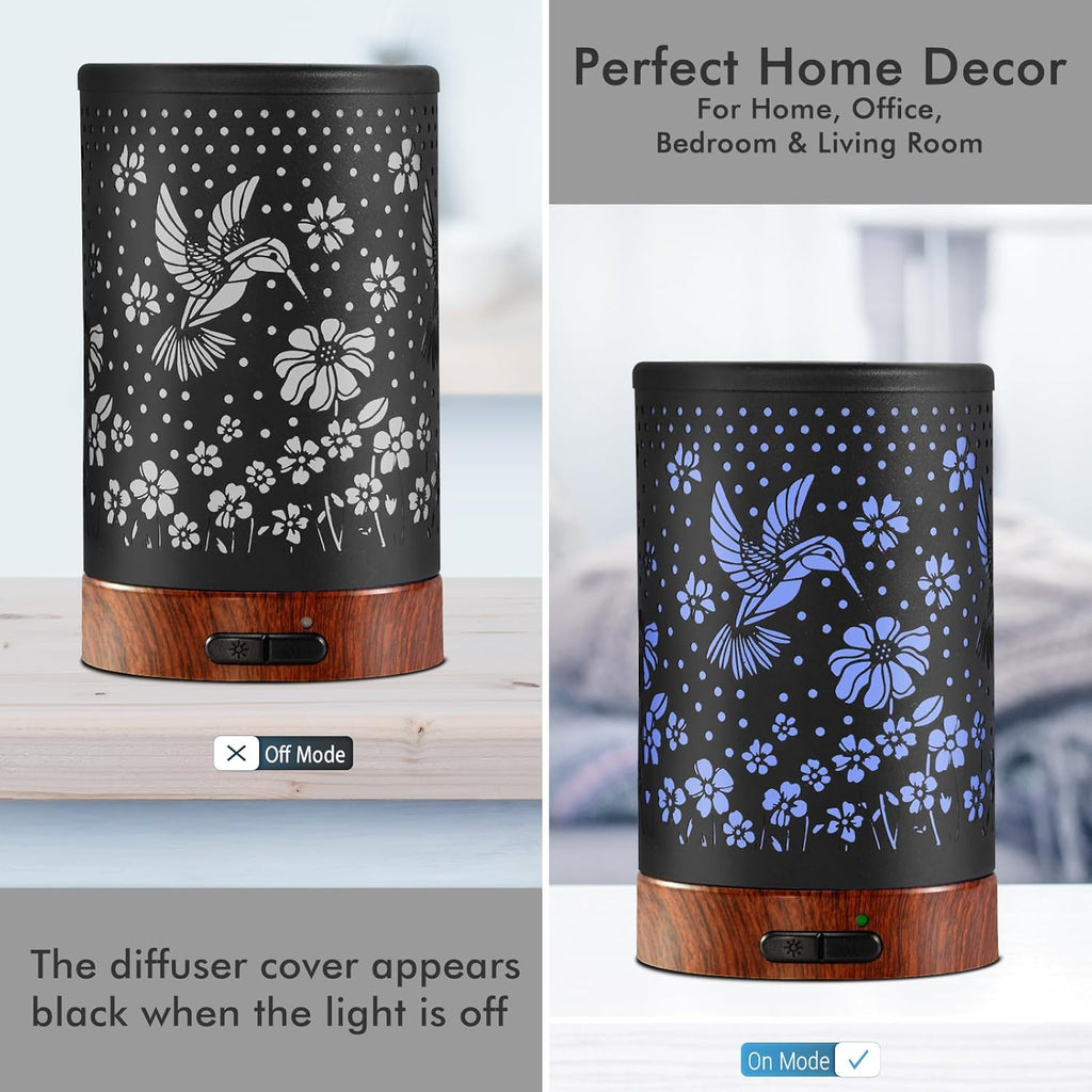 Essential Oil Diffuser Aromatherapy Diffuser - Metal Aroma Diffuser for Home 150ml Ultrasonic Cool Mist Diffuser with 7 Colors Light Auto Shut-Off Protection for Home Office SPA Yoga Decor & Gift