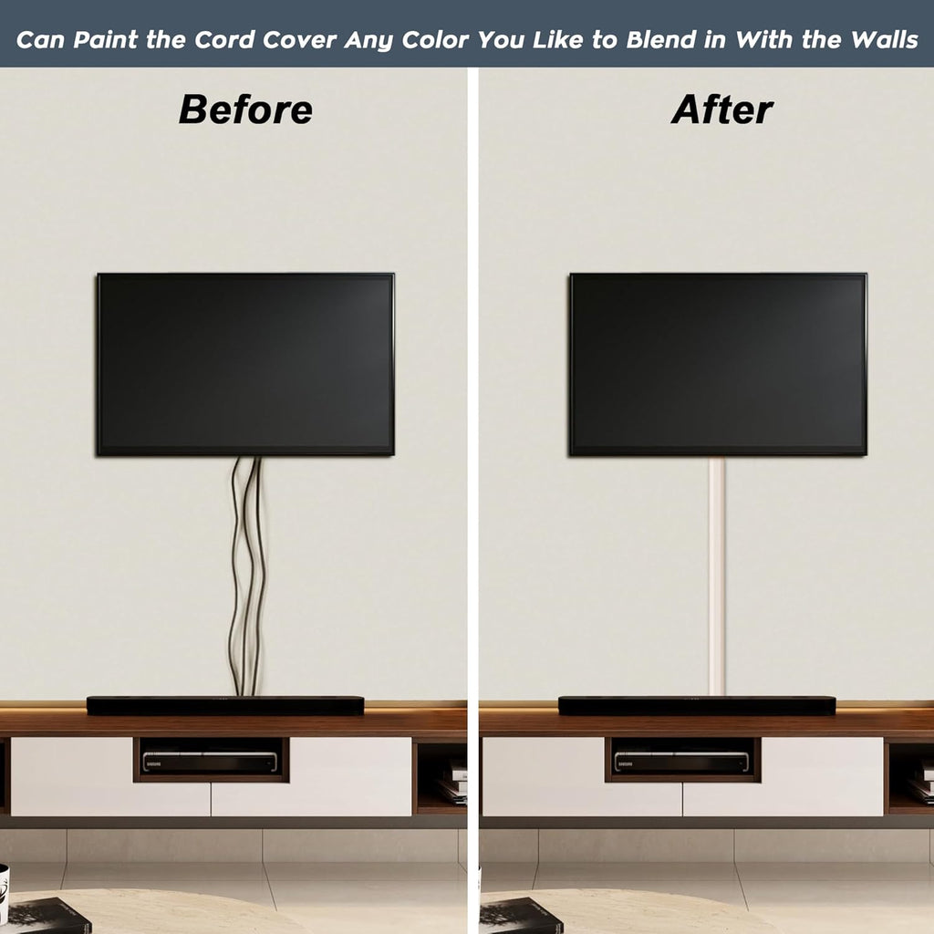 62.8in Cable Cover Wall, Beige Wire Cover for Wall, Paintable Cord Cover Wall Kit, Cord Hiders for TV on Wall, Hide Cords Wall Mounted TV - Cord Concealer Cable Channel 4xL15.7in W0.98in H0.5in