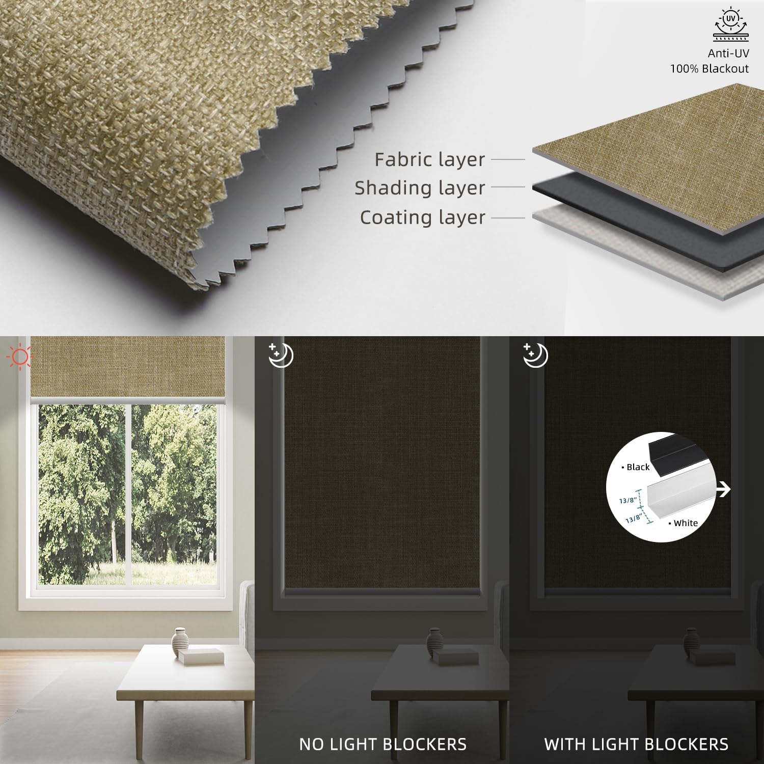 SmartWings Motorized 100% Blackout Shades Blinds, Custom Size, Cordless Window Shades with Rechargeable Battery, Work with Matter/Apple HomeKit, Alexa, Thread/Zigbee, Remote Optional, Vigor Wheat