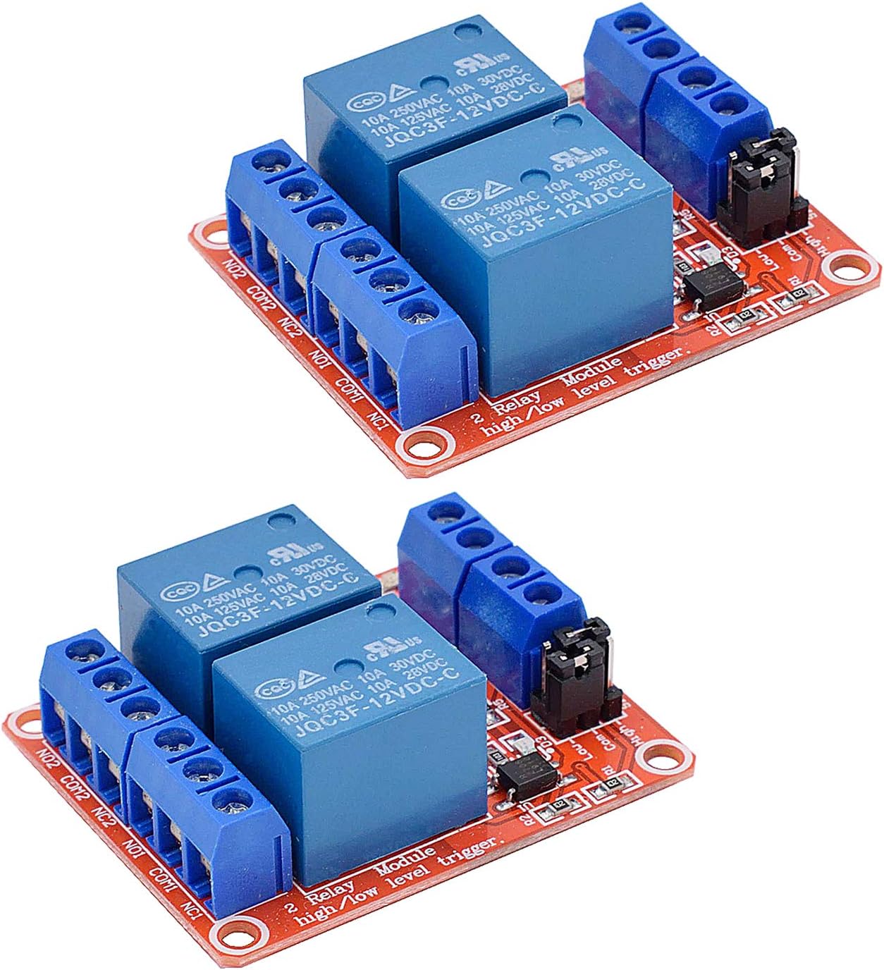 [2-Pack] DC 12V Relay Module 2-Channel Relay Switch with Optocoupler Isolation High/Low Level Trigger