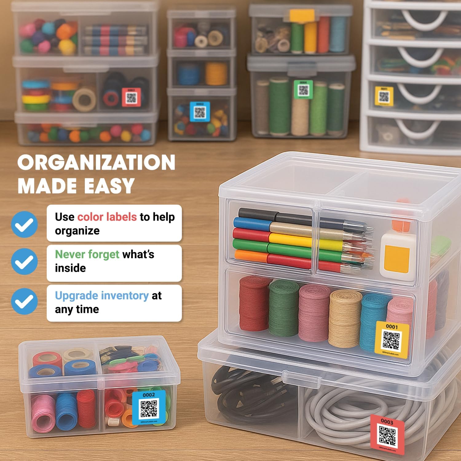 SmartLabels | Small QR Code Stickers | Mini 1.5 x 1.5 inch QR Code Labels | Made in The USA | Multicolor Pack for Easy Inventory Management, Organization, and Packing Labels for Moving (Pack of 48)