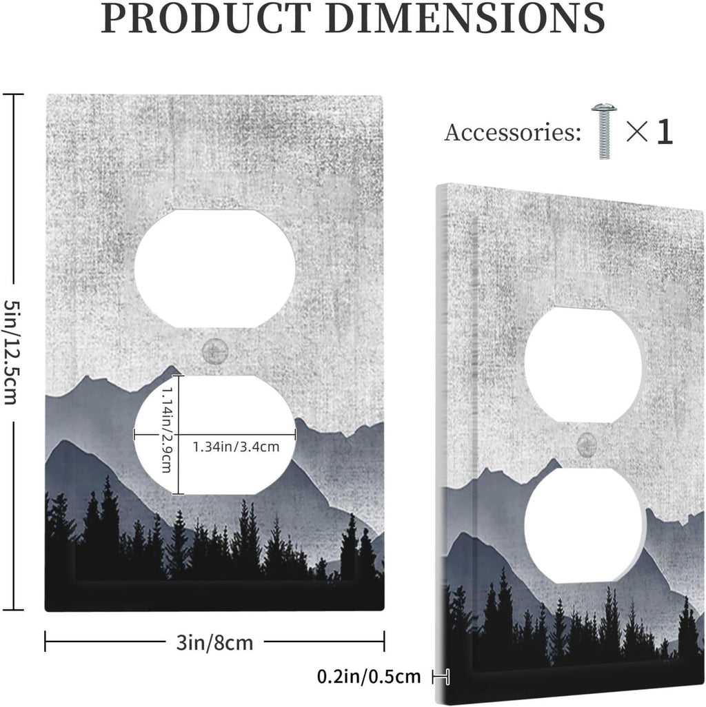 Outlet Covers Natural Landscape Mountains Pine Trees 1 Gang Duplex Wall Plate Decorative Switch Plates Electrical Receptacle Faceplate Light Switch Cover for Bedroom living Room Decor