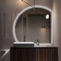 Niccy Half Moon Led Mirror for Bathroom, 36" Semi Round Backlit Mirror for Wall Lighted Mirror with Frameless 3 Color, Defogger, Explosion-Proof, HD Glass and IP65 Vanity Mirror