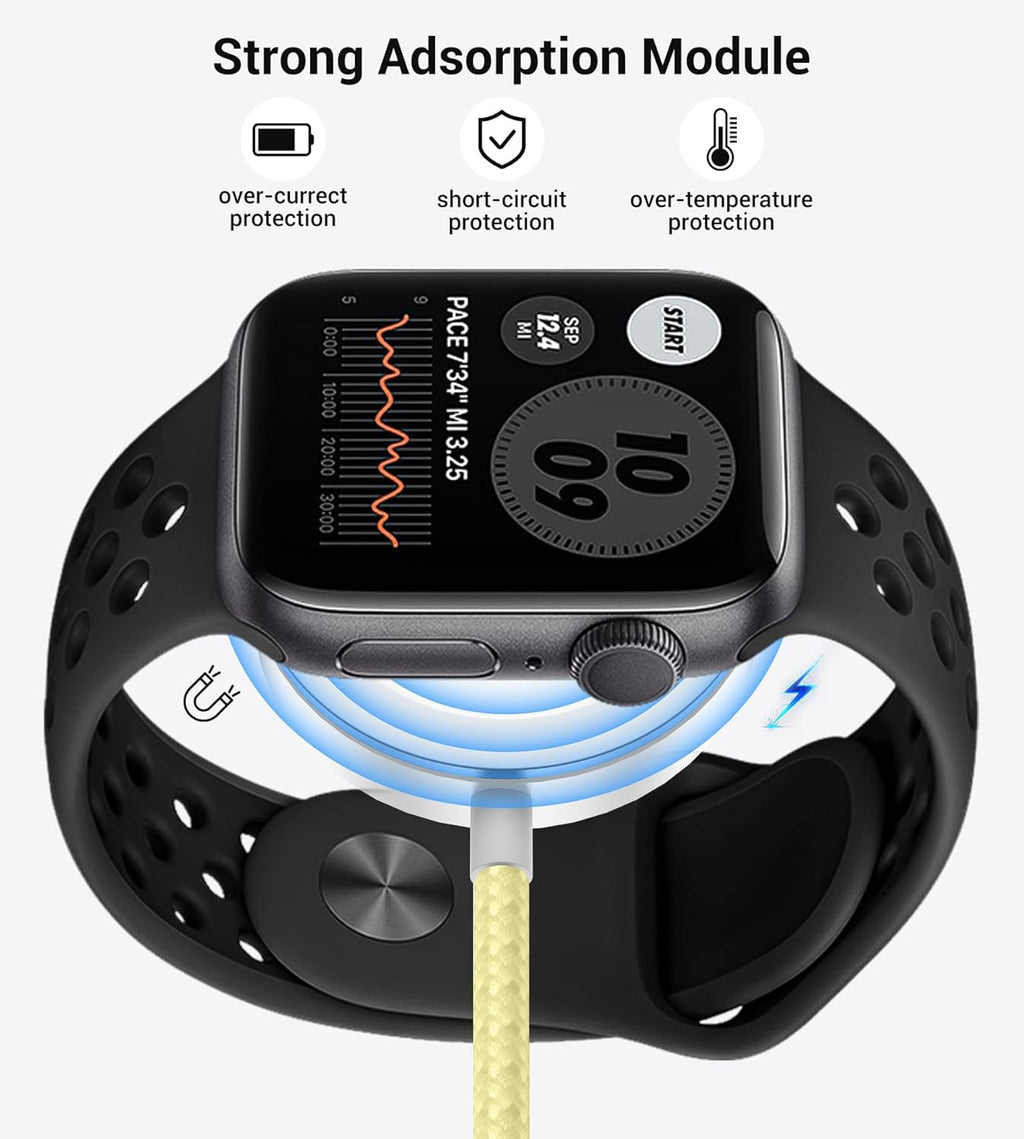 Temdan for Travel Vacation Essentials,3 in 2 USB C Cable for Apple Watch Charger/iPhone 17 Charger/Lightning,Multi Charging Cable Cord,Camping Essentials,Designed for iWatch &iPhone 16-12-4FT Yellow