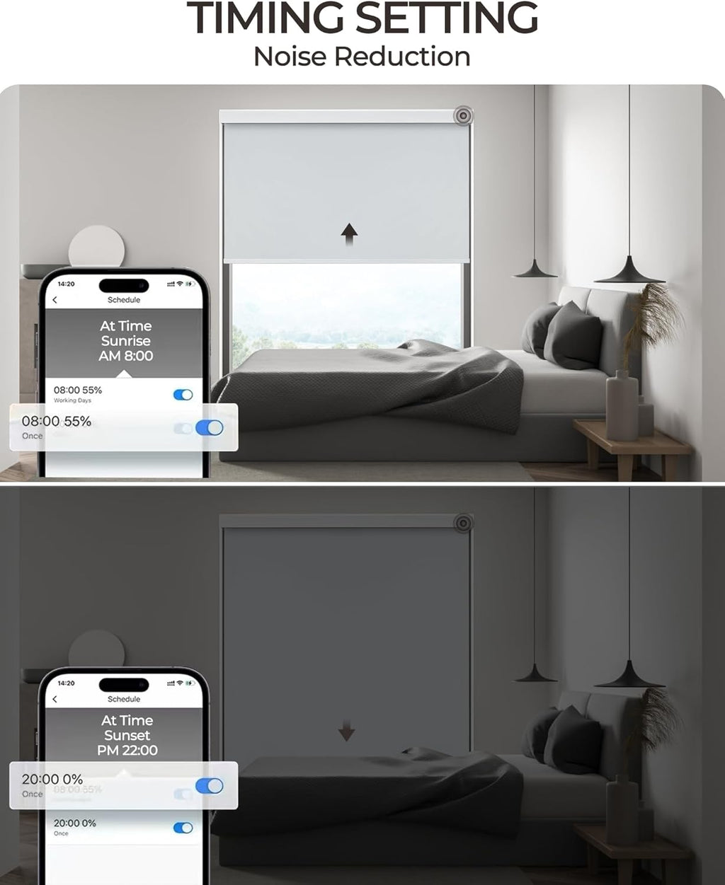 AIVIDIG Motorized Roller Automatic Shade with Remote Control, 100% Blackout Electric 21-98” Width Blinds for Windows with Alexa Google Home, Rechargeable Smart Customized Size（Waterproof-Light Grey）