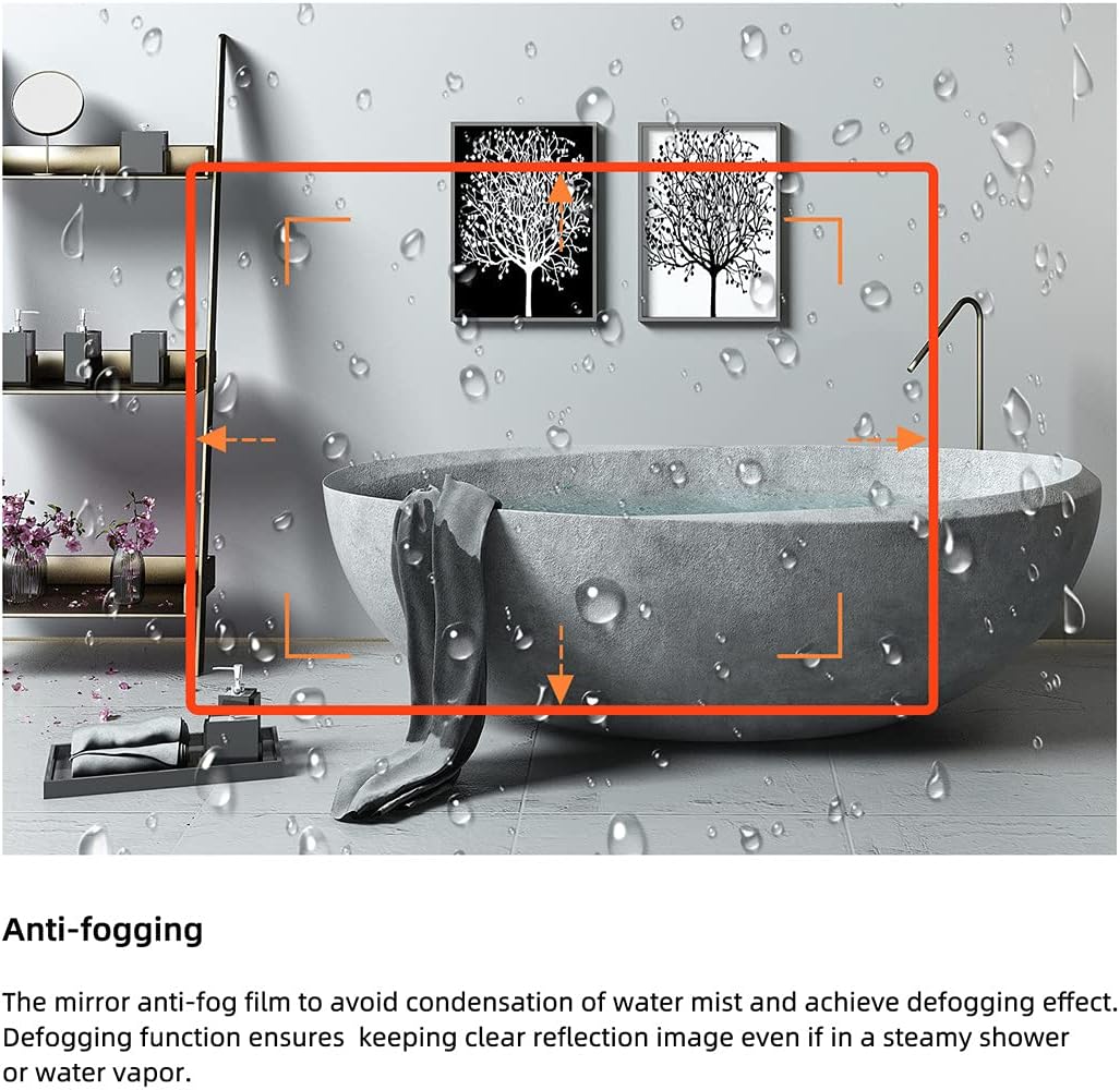 55" x 32" LED Bathroom Mirror LED Wall-Mounted Anti-Fog Mirror Mirror with Lights LED Vanity Mirror Dimmable Lighted Mirrors