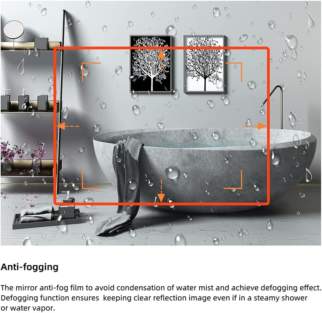 LED Bathroom Mirror Wall-Mounted Vanity Mirror with Anti Fog,Dimmable Waterproof Smart Touch Button Makeup Mirror with Lights Vertical & Horizontal (40x24 Inch)