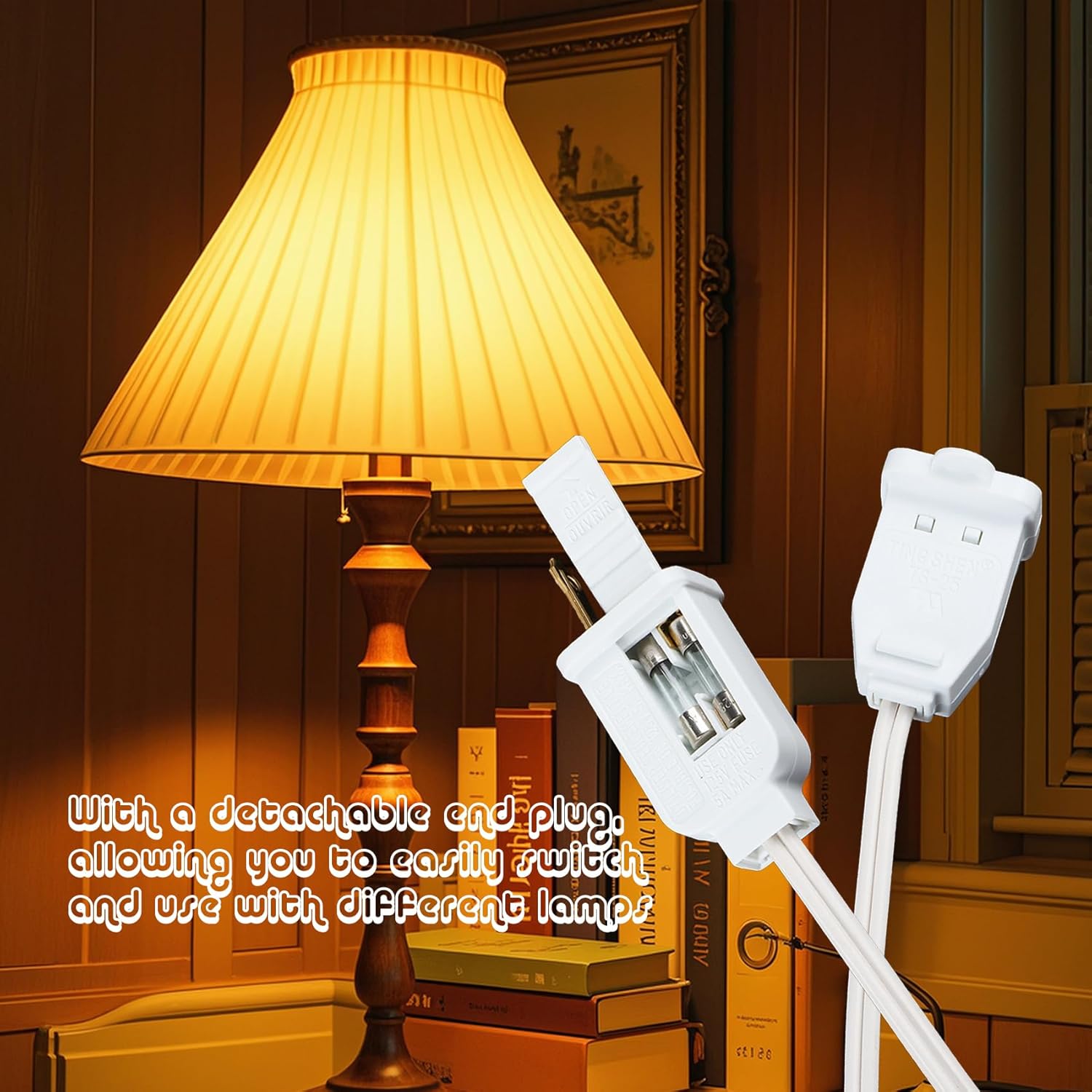 Dimmer Light Switch, 6FT Rotary Control for 120V 100W - Table Lamp Outdoor String Lights Dimmable Lights Dimming Thermostat Reptile - White Pack of 1