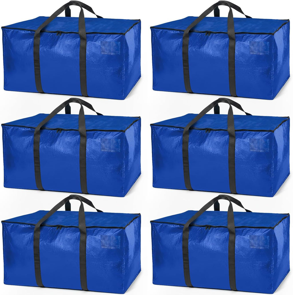 ClearSpace Heavy Duty Moving Bags or Storage Bag – Large Moving Boxes with Backpack Straps, Zippers & Handles – Perfect for Moving, College Dorm, Traveling, Camping, Christmas Decorations, 6 Pack