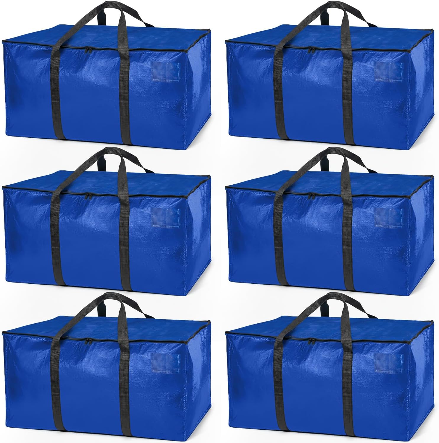 ClearSpace Heavy Duty Moving Bags or Storage Bag – Large Moving Boxes with Backpack Straps, Zippers & Handles – Perfect for Moving, College Dorm, Traveling, Camping, Christmas Decorations, 6 Pack