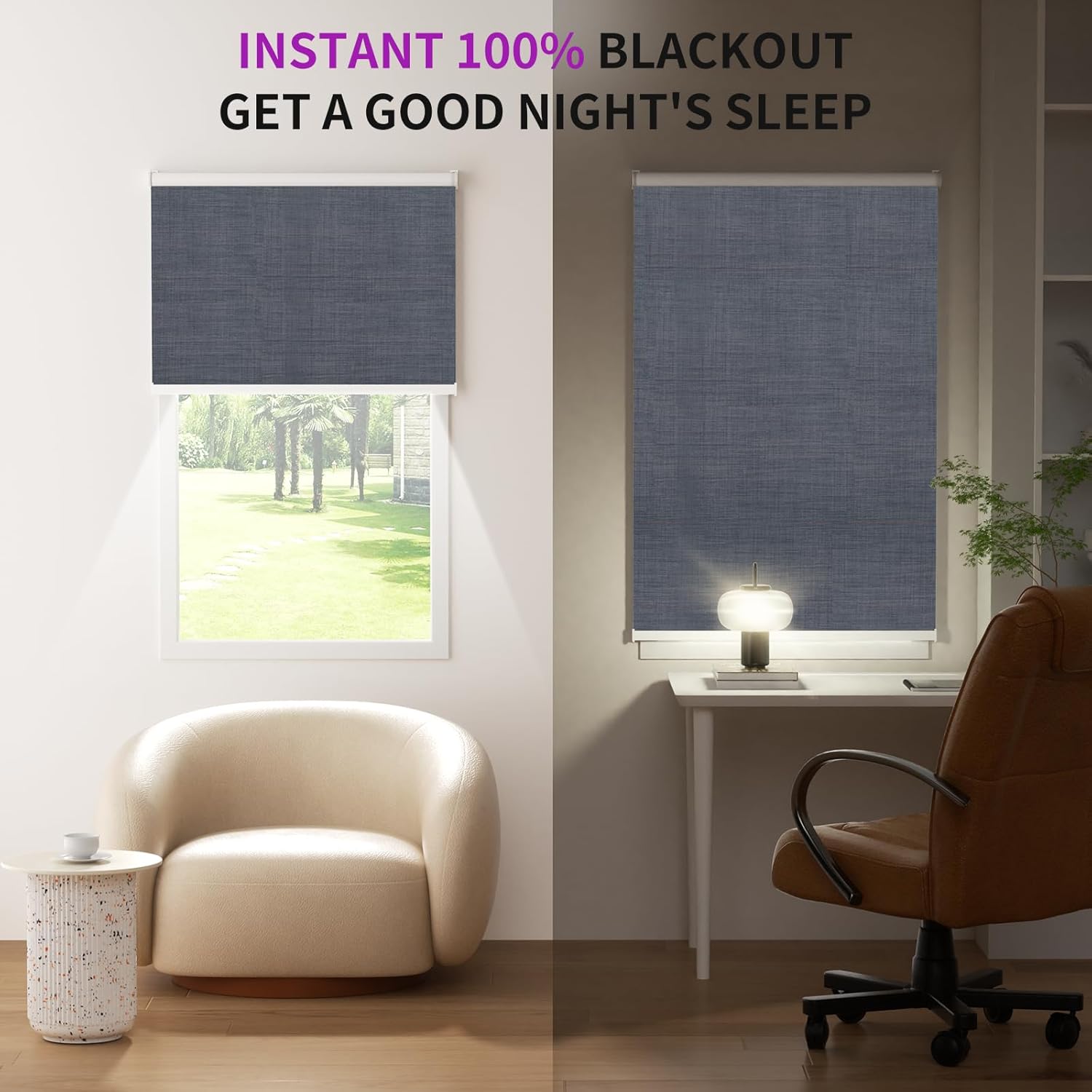 Astomi Motorized Blinds with Remote - Blackout Smart Roller Shades Compatible with Alexa & Goggle Home, Solar Rechargeable, Custom Size 22" - 100" for Indoor Window, Verdant