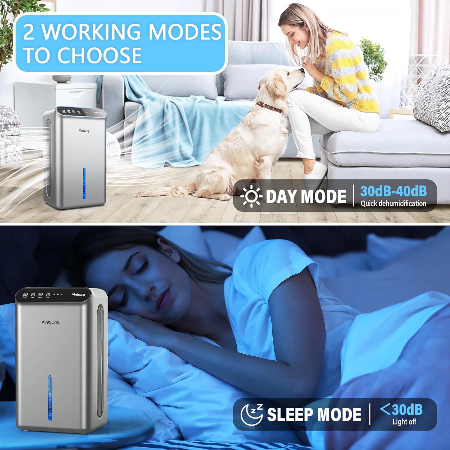 Dehumidifier for Basement (85 OZ, 800 sq ft) Quiet Dehumidifiers for Home, Auto Shut-Off, Sleep Mode, 3 Gear Timer(8H,16H,24H), Small Dehumidifier for Bedroom, Bathroom with Drain Hose