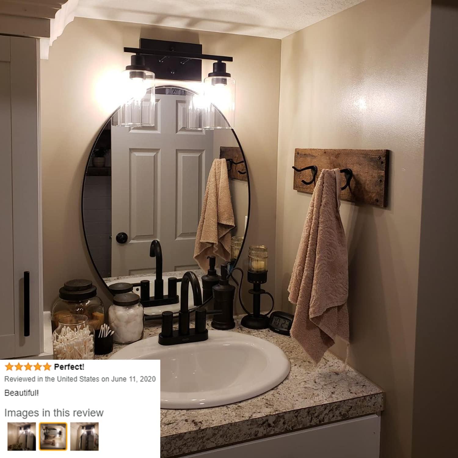 MELUCEE 2-Light Black Wall Sconce Industrial Vintage with Clear Glass Shade and Metal Base, Bathroom Vanity Lights Hallway Light Fixture Sconces Wall Lighting (Patent No.: US D963914 S)