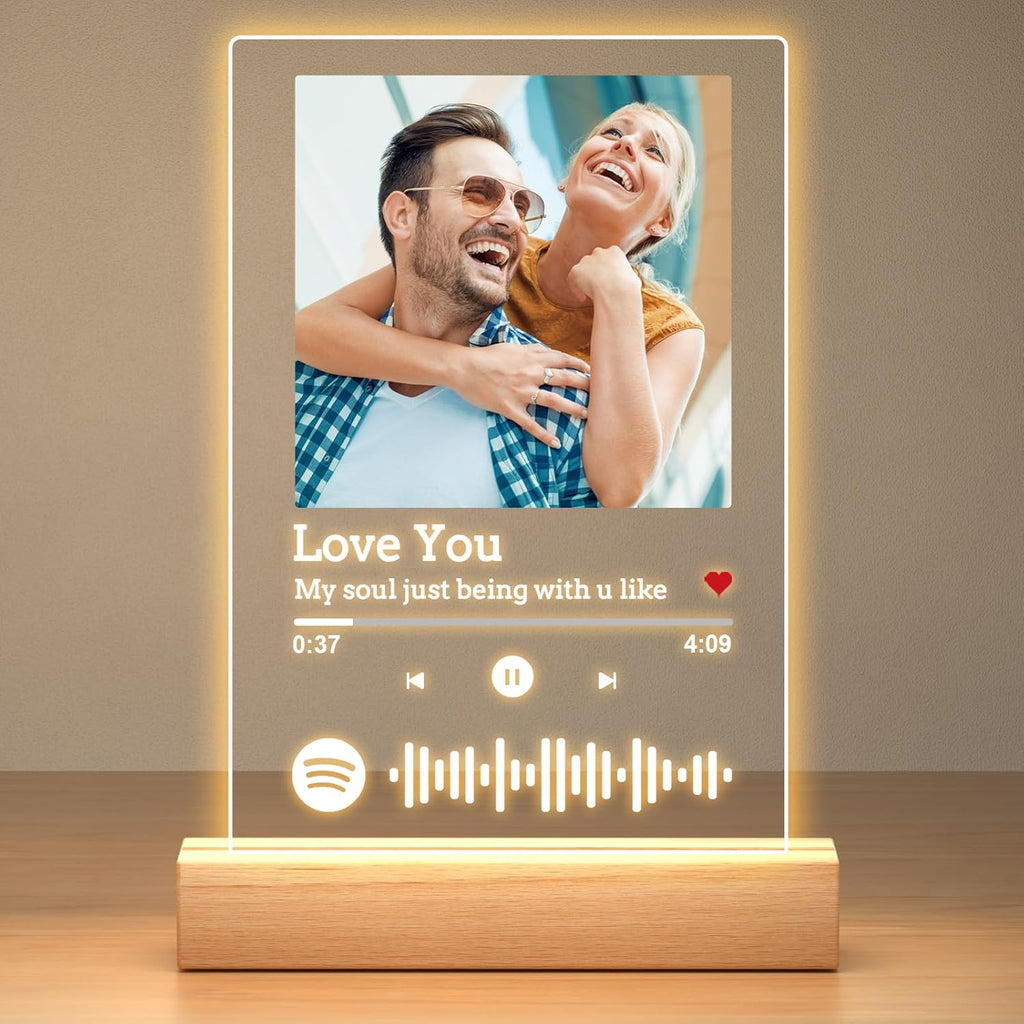Custom Spotify Plaque, Customized Acrylic Song Plaque Photo Frame, Personalized Picture Frame, Personalized Anniversary Birthday Valentines Day Gifts for Women Men Her Him Girlfriend Boyfriend Couple