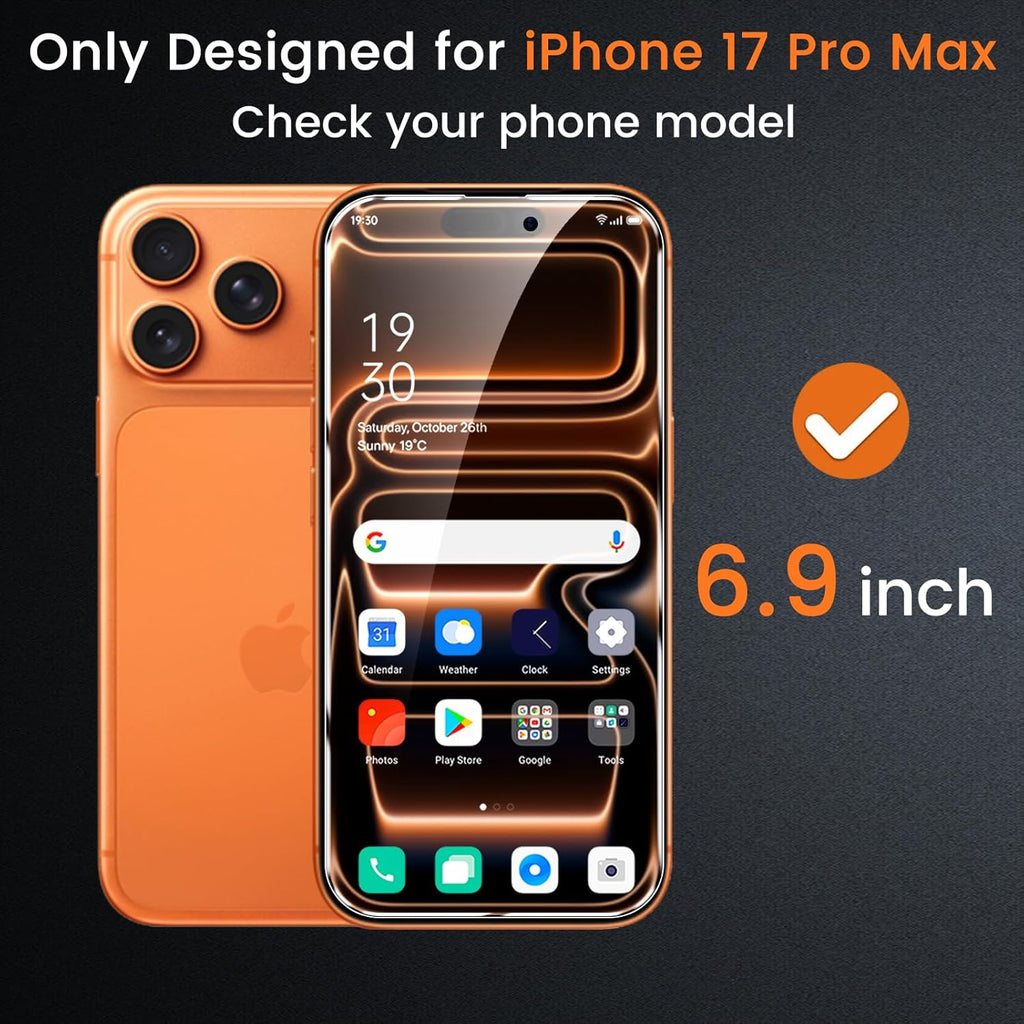 4 Pack Privacy Screen Protector for iPhone 17 Pro Max 6.9-Inch with 4 Pack Camera Lens Protector, Anti Spy Tempered Glass Film 9H Hardness Bubble Free Case Friendly