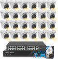 4COVR 32 Channel Security Camera System PoE 2-Way Talk & Dual Lights Smart Full Color Night Vision, AI Human Vehicle Detection, UHD NVR 8TB HDD, 24X 5MP Business Dome IP Camera IP67, LY97KA5M3224