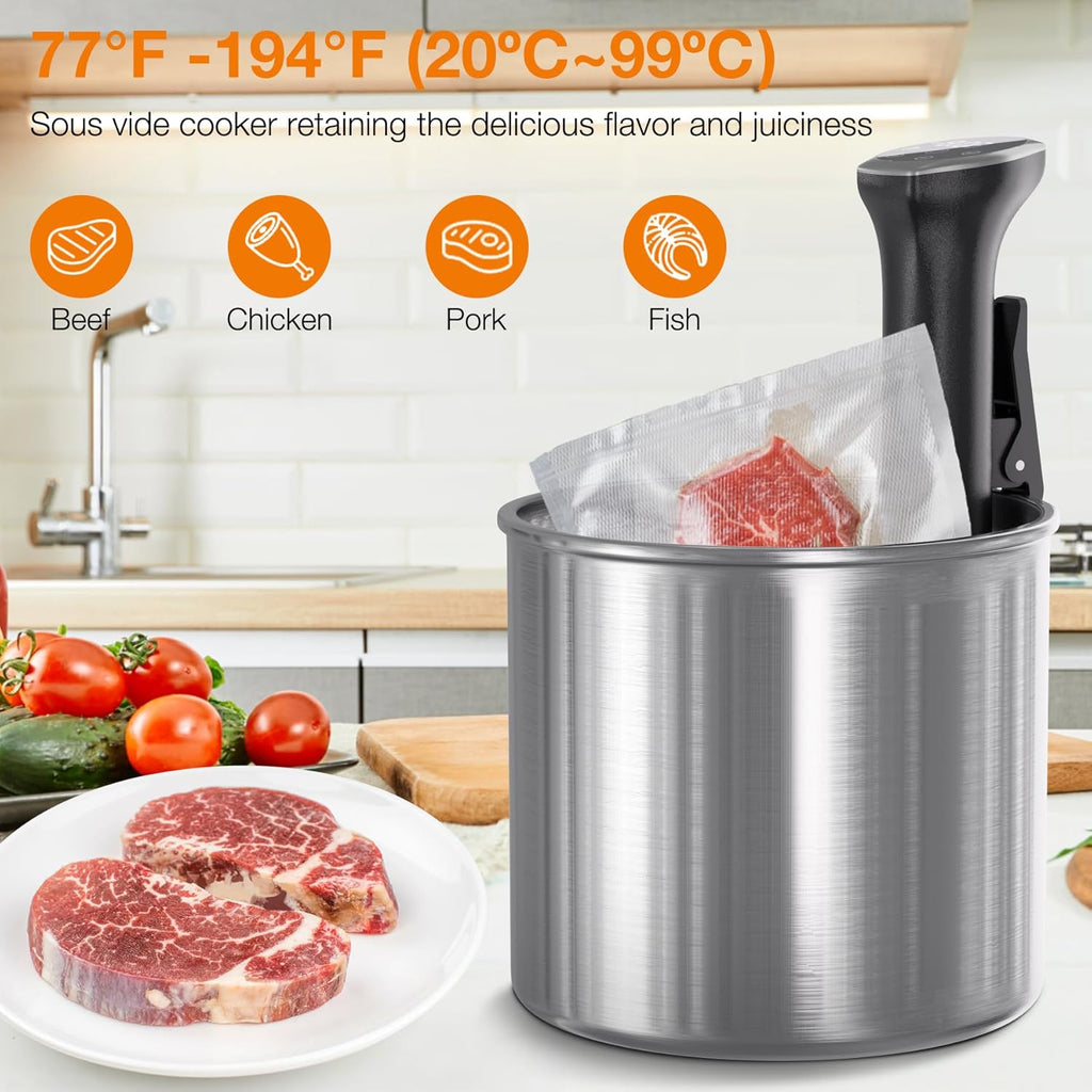 Sous Vide Machine 1100W Upgraded WIFI Sous Vide Cooker Ultra-quiet Working Cooker Immersion Circulator with Recipes(App Included), Accurate Temperature, Digital Timer, IPX7 Waterproof