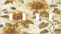 Light Switch Covers Rustic Sunflower Floral Pattern Quad Toggle Electrical Faceplate 4 Gang Wall Plate Decorative Switch Plates for Bedroom Cabin Decor