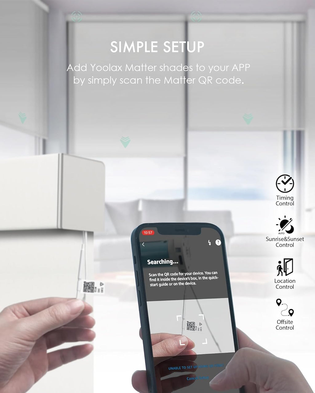 Yoolax Smart Blinds, Motorized Matter Solar Shades Flame Resistat Automatic Blinds for Windows Motorized Shades Compatible with Alexa, Google Home, Homekit(Solar-5% Openness White)