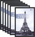VCK 24x36 Poster Frames Black Set of 6, Wide Border Wood Picture Frame, Multi-Directional Display Family Photos, Office Prints, Studio/Gallery Art, Woodgrain Series, Wall Hanging