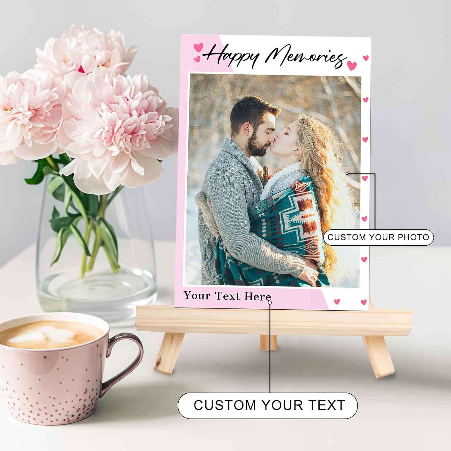 Custom Photo Frame with Stand, Personalized Picture Display, MDF and Wood Construction, Desktop Decor, Multiple Designs, Customizable Gift for Family and Friends