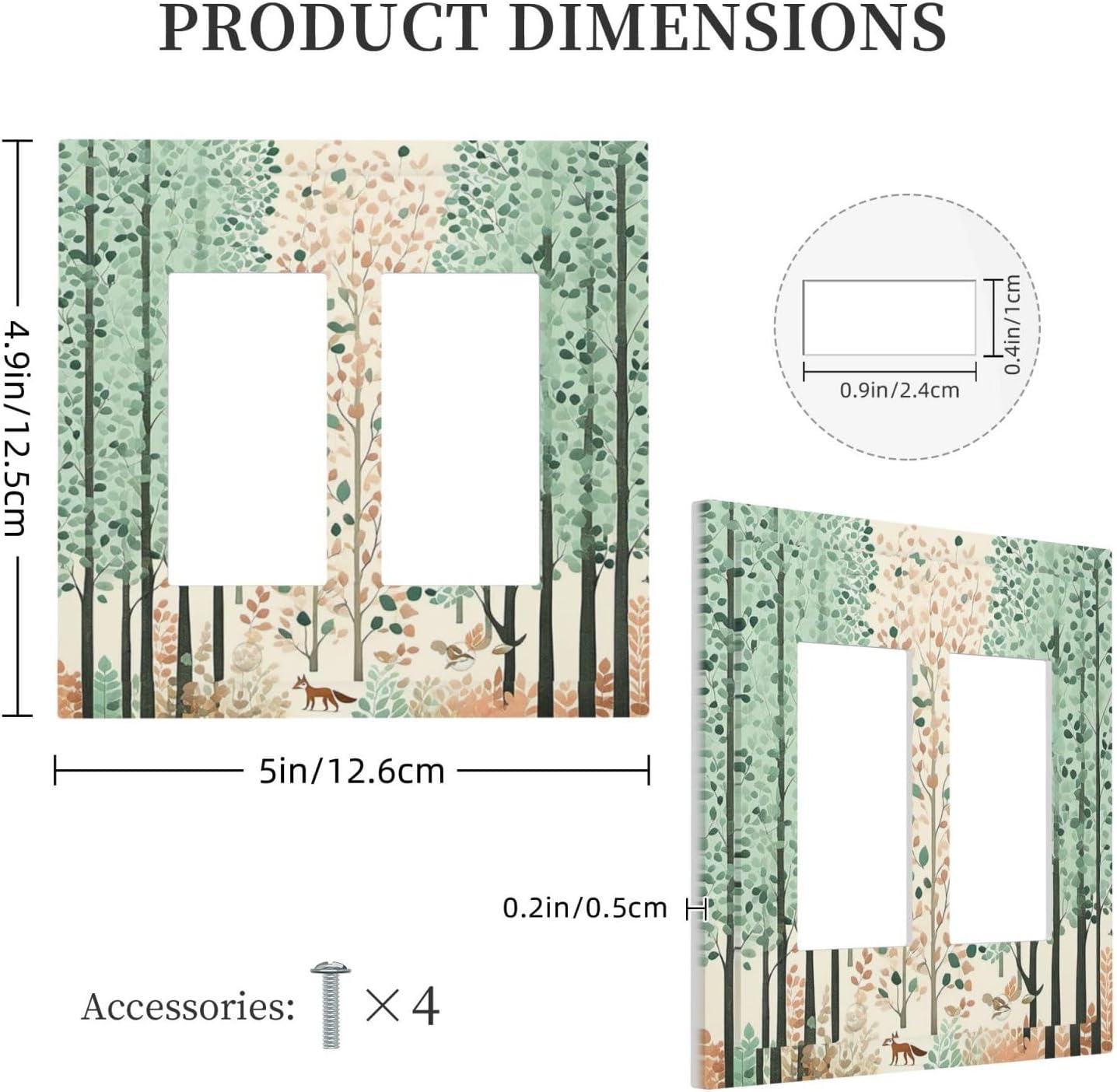 Boho Wildflower Forest Woodland Animals Decorative Outlet Covers 2 Gang Double GFCI Rocker Light Switch Cover Plate Electrical Wall Panels for Bedroom Bathroom Decor
