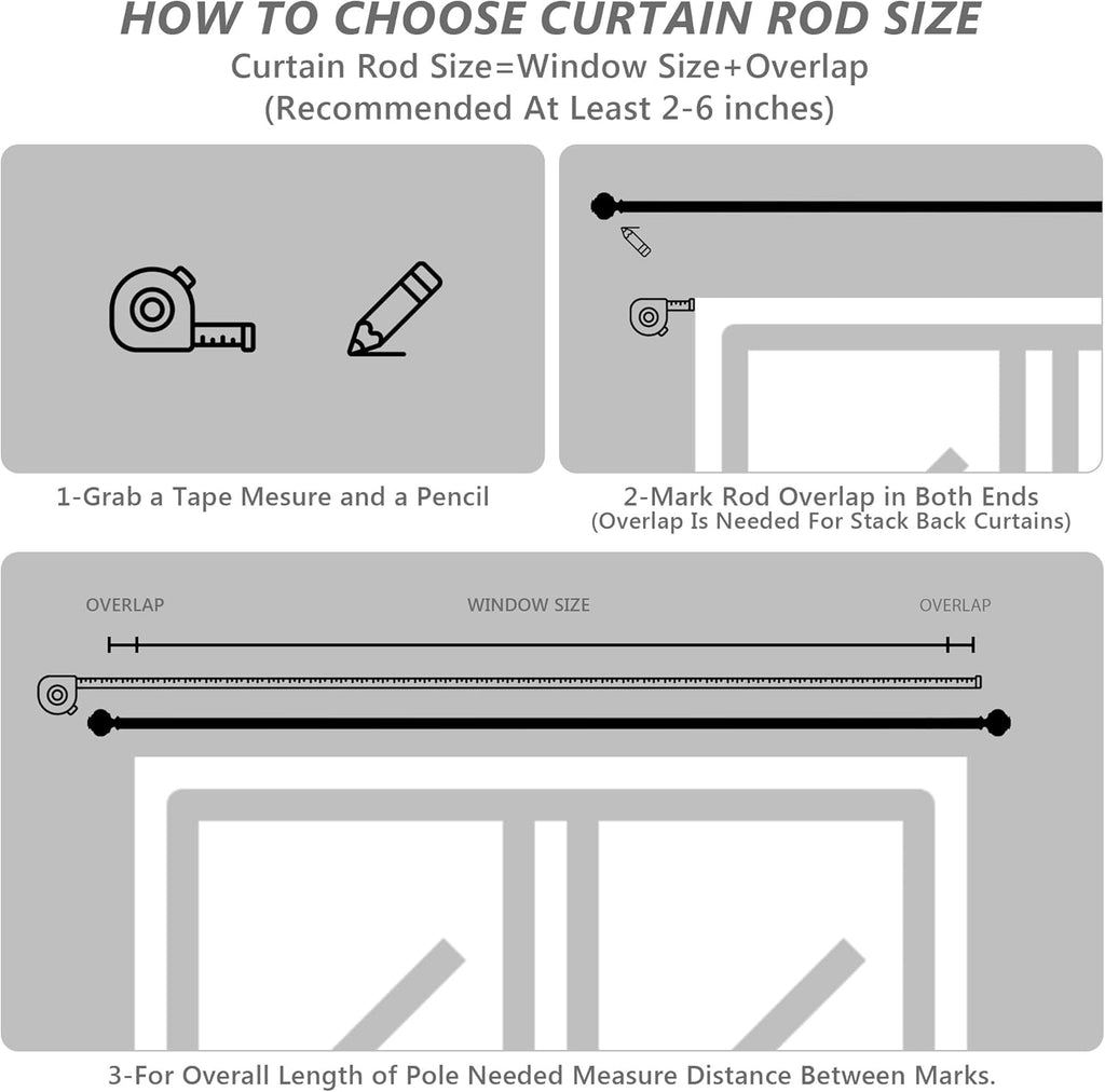 Silver Curtain Rods for Windows 66 to 120 Inches 1 Inch Adjustable Heavy Duty Curtain Rods with Lantern Ball Finials,Window Treatment Single Curtain Rod Set