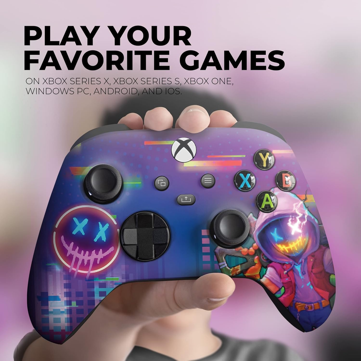 DreamController Neonabyss Custom X-box Controller Wireless compatible with X-box One/Series X/S Proudly Customized in USA with Permanent HYDRO-DIP Printing(NOT JUST A SKIN) (MODDED)