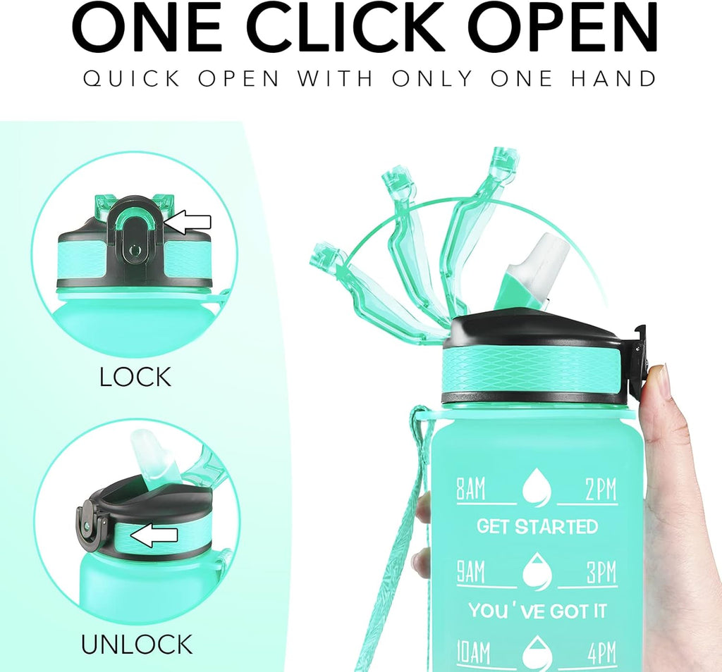 Hyeta 32 oz Water Bottles with Times to Drink and Straw, Motivational Water Bottle with Time Marker, Leakproof, Drinking Sports Water Bottle for Fitness, Gym and Outdoor
