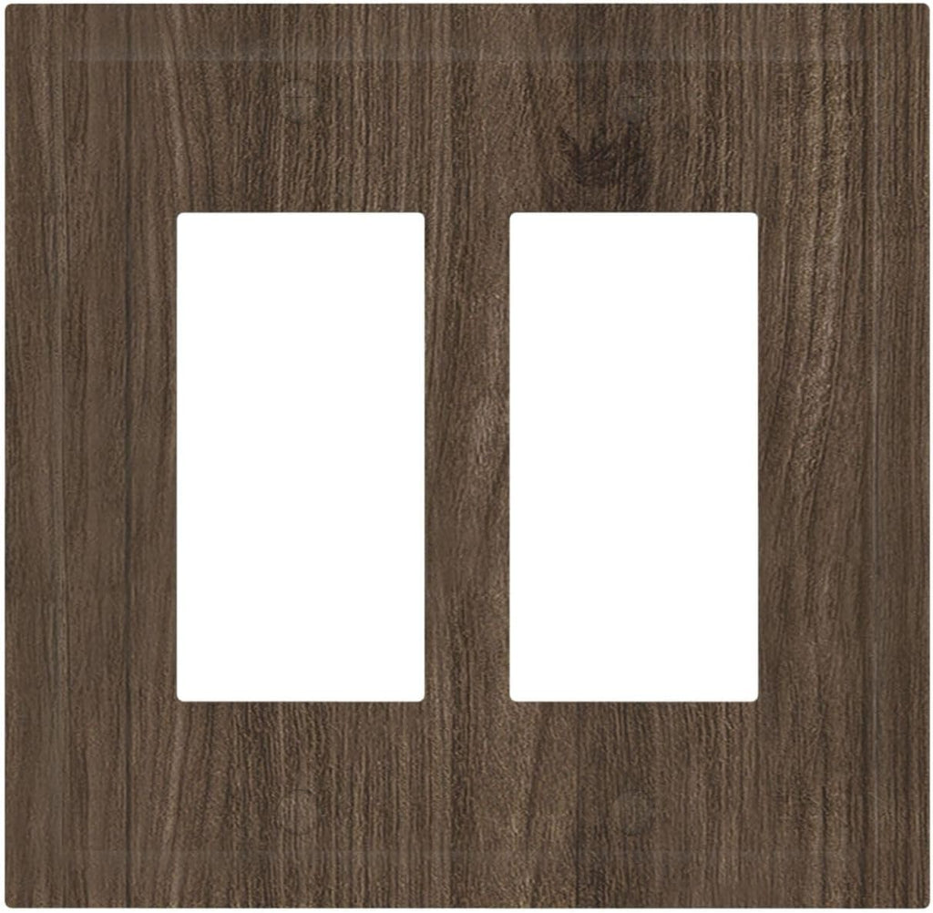 Decorative Outlet Covers Rustic Walnut Wood Grain 2 Gang Double Rocker Light Switch Cover Plate Electrical Switch Plate Cover Decorate GFCI Wall Plate for Farmhouse Cabin Decor