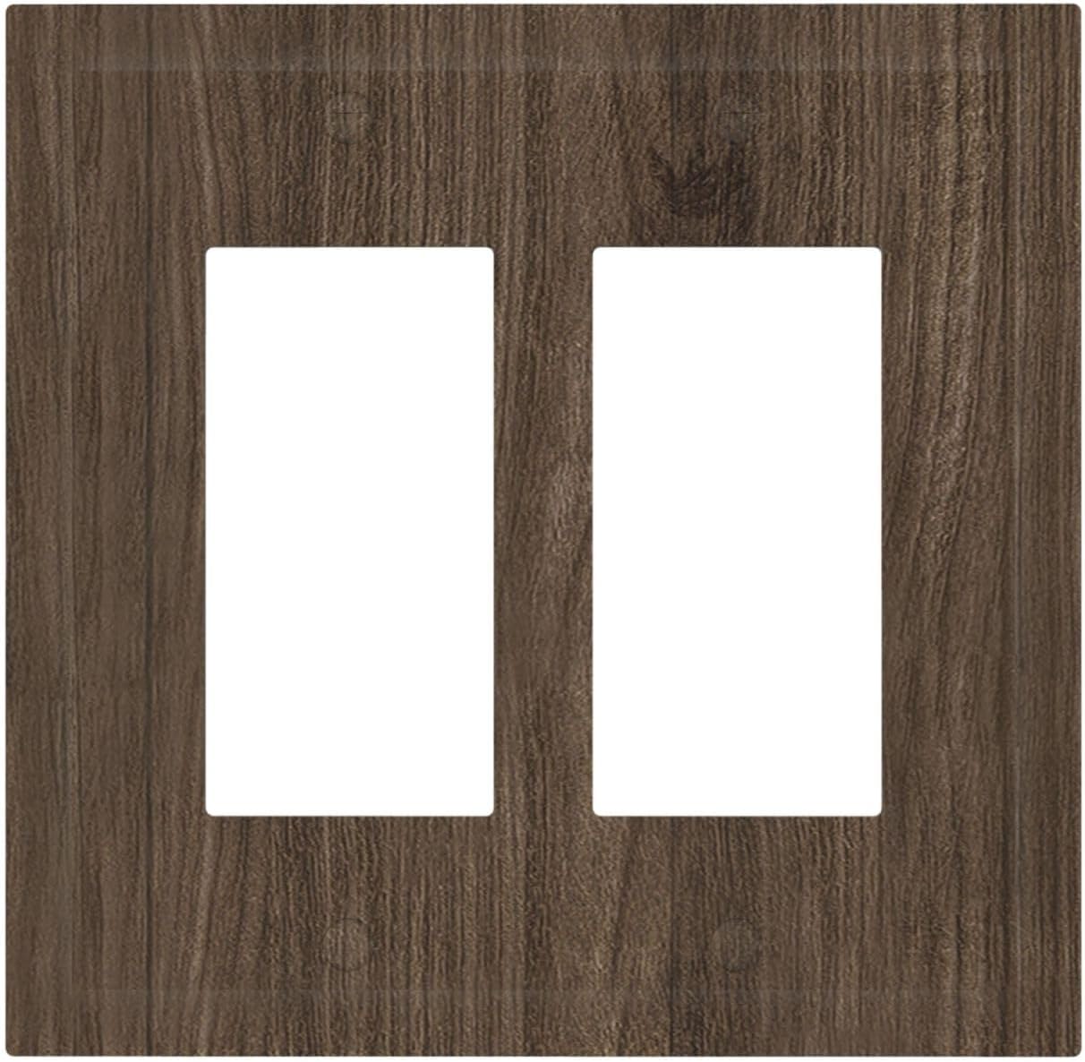 Decorative Outlet Covers Rustic Walnut Wood Grain 2 Gang Double Rocker Light Switch Cover Plate Electrical Switch Plate Cover Decorate GFCI Wall Plate for Farmhouse Cabin Decor