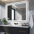 40x32 LED Bathroom Mirrors for Wall -Black Aluminum Framed (Front and Backlit), Anti-Fog Vanity Mirror With Lights,Stepless Dimmable Lighted Mirror,3 Colors Smart Mirror(Horizontal/Vertical)