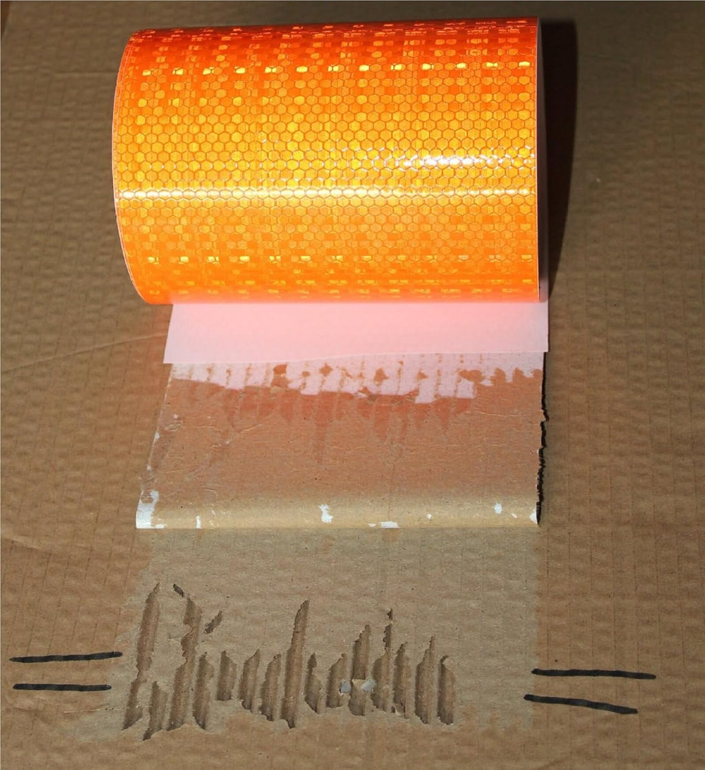 Orange Reflective Tape Outdoor Waterproof 6 inch Wide, High Visibility Industrial Marking Tape, Safety Adhesive Stickers (68 feet)