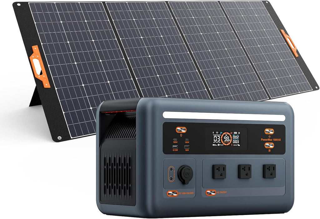 OSCAL PowerMax 1800SE Portable Power Station with 400W Solar Panel, 1024Wh LiFePO4 Battery, 1800W AC (3600W Surge)/100W USB-C Output,Solar Generator for Camping, RV, Home Backup Power