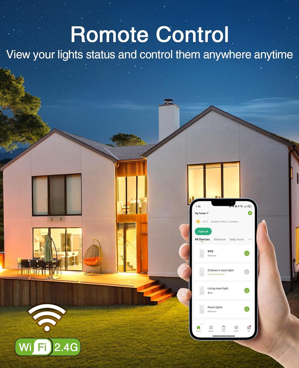 GHome Smart Dimmer Switch, Single Pole, 2.4GHz WiFi Dimmer Light Switch Works with Alexa and Google Home, Voice & APP Remote Control | Timer & Schedule | UL Certified, Neutral Wire Required, 3 PACK