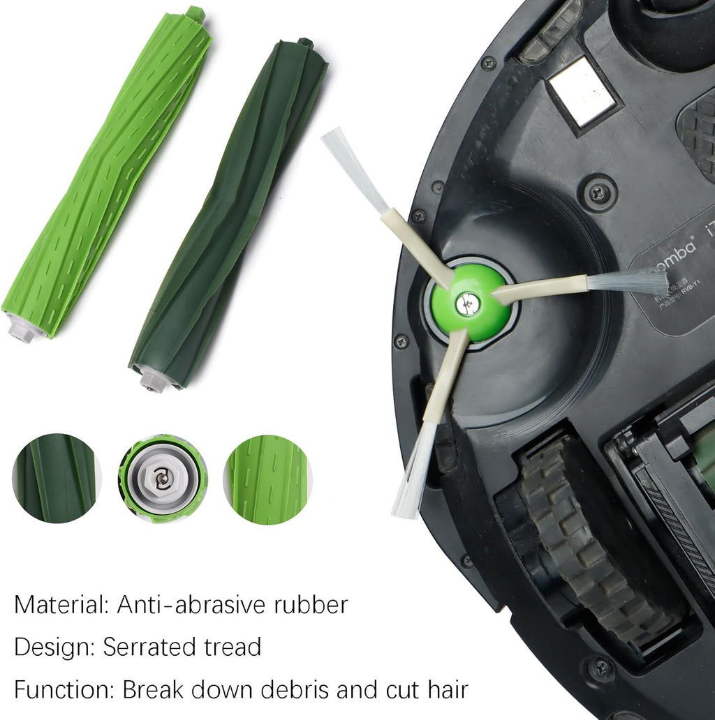 26 Replacement Parts for iRobot Roomba i7 i7+ i3 i3+ i4 i4+ i5 i5+ i6 i6+ i8 i8+ E5 E6 E7 Robot Vacuum Accessories, 2 Rubber Roller 8 Filters 8 Side Brushes 8 Vacuum Bags（NOT Fit the Combo J7+）