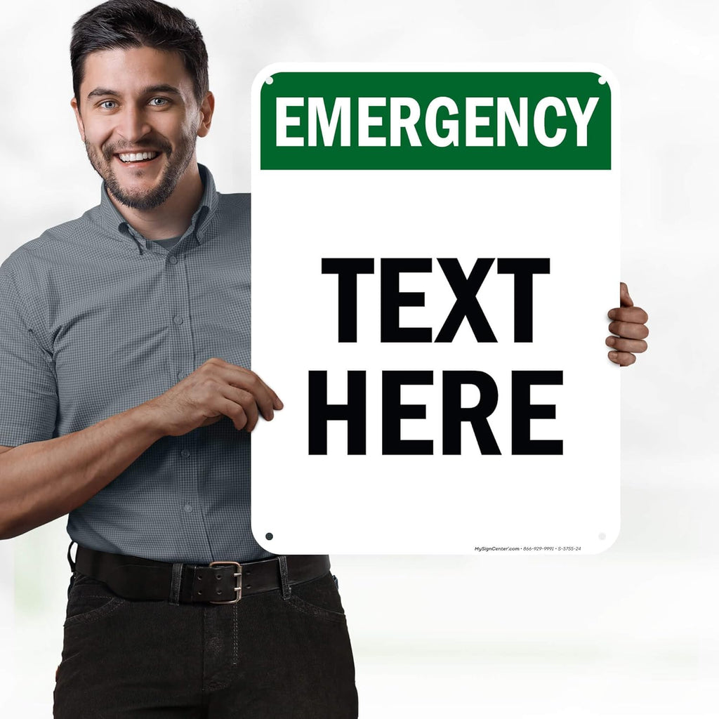 Custom Emergency Sign, OSHA Sign, 18x24 Inches, 55 mil thick HDPE (high density polyethylene), Made in USA by My Sign Center