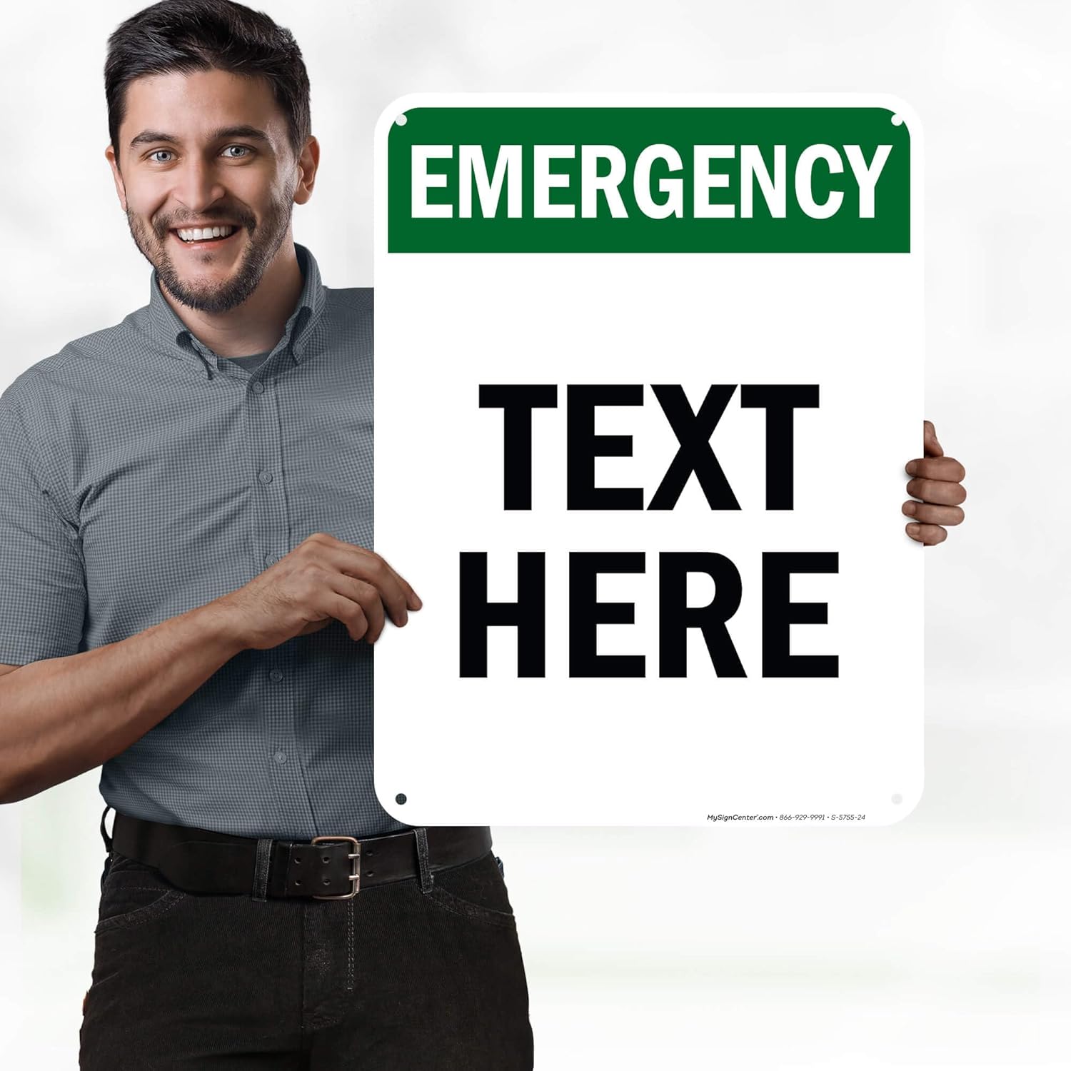 Custom Emergency Sign, OSHA Sign, 18x24 Inches, 55 mil thick HDPE (high density polyethylene), Made in USA by My Sign Center