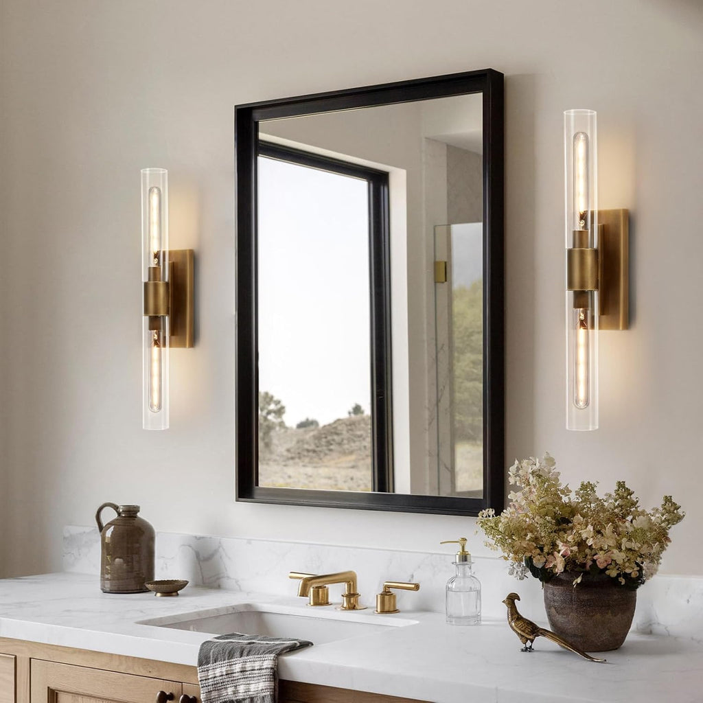 24.8" L Minimalist Style Wall Sconces Set of 2, Brass Wall Lights Fixtures Morden Cylinder Wall Light for Bathroom Vanity Light Indoor Wall Mounted Lamps for Living Room,Bedroom,Hallway
