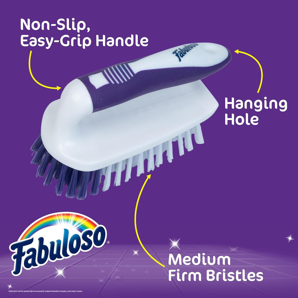 Fabuloso Scrub Brush with Handle – Easy Grip Handheld Scrubbing Brush for Showers, Floors, and More