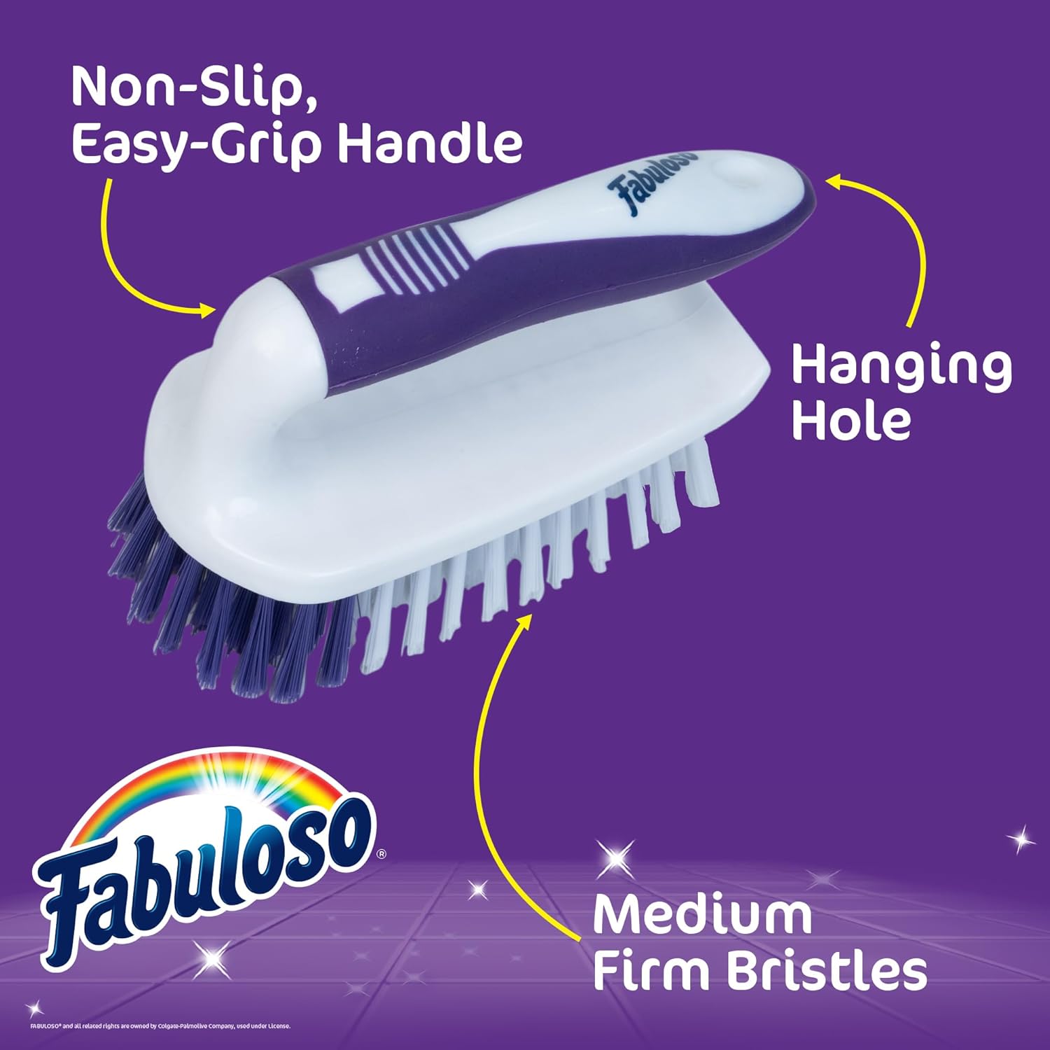 Fabuloso Scrub Brush with Handle – Easy Grip Handheld Scrubbing Brush for Showers, Floors, and More