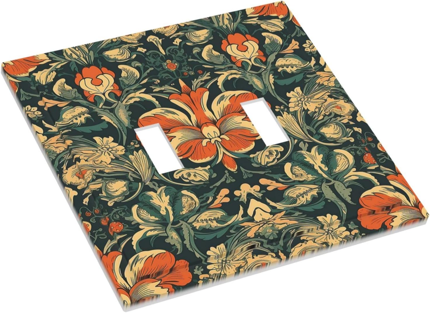 Decorative Switch Plates William Morris Abstract Floral Plant Pattern Orangeyellowgreen 2 Gang Double Toggle Outlet Light Switch Cover Wall Plate Electrical Faceplate for Bedroom living Room