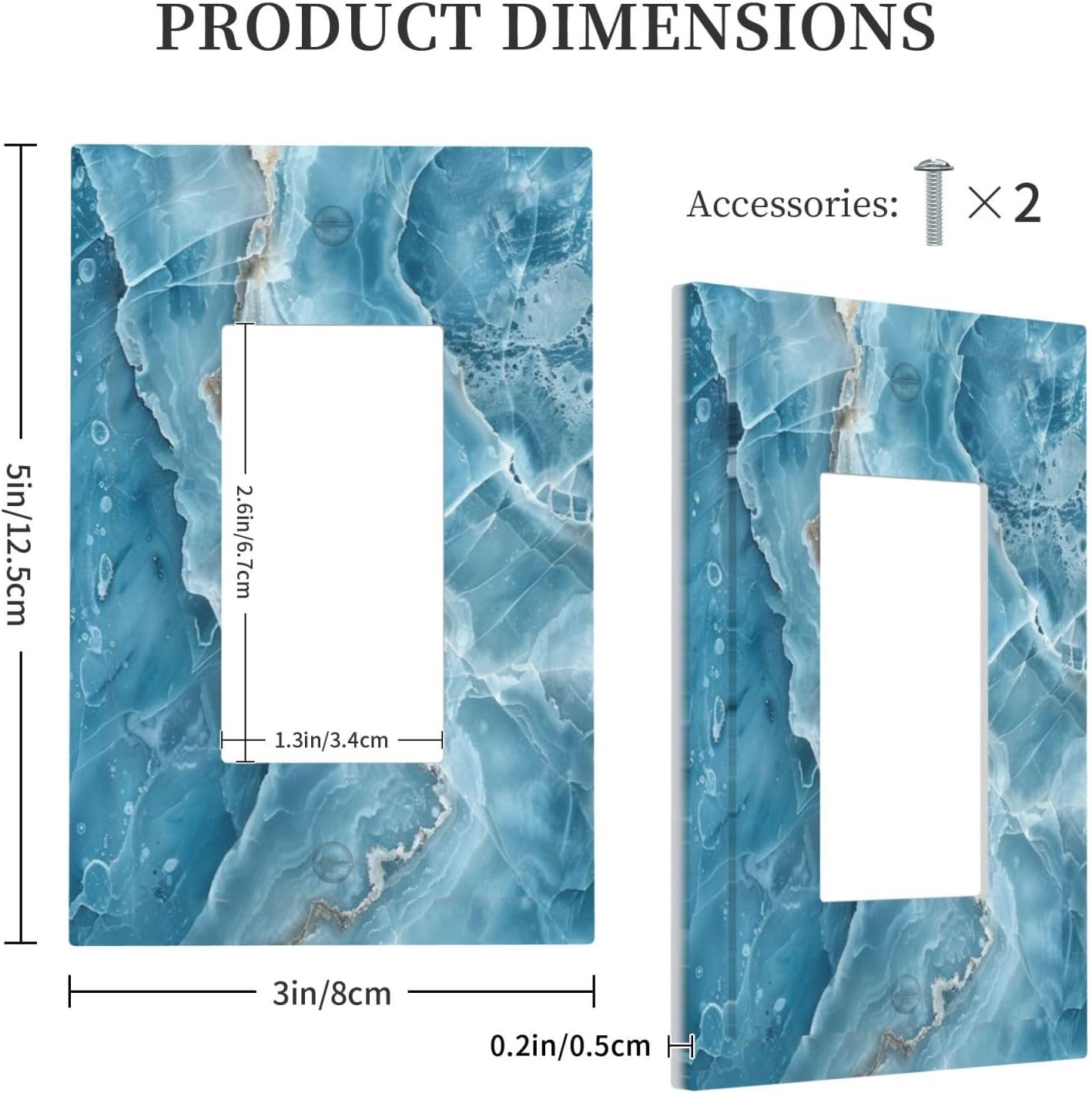 Decorative Outlet Covers Abstract Watercolor Blue Marble Texture 1 Gang Rocker Light Switch Cover Plate Single Wall Plates for Electrical Outlets Switch Plate Covers for Kitchen Decor