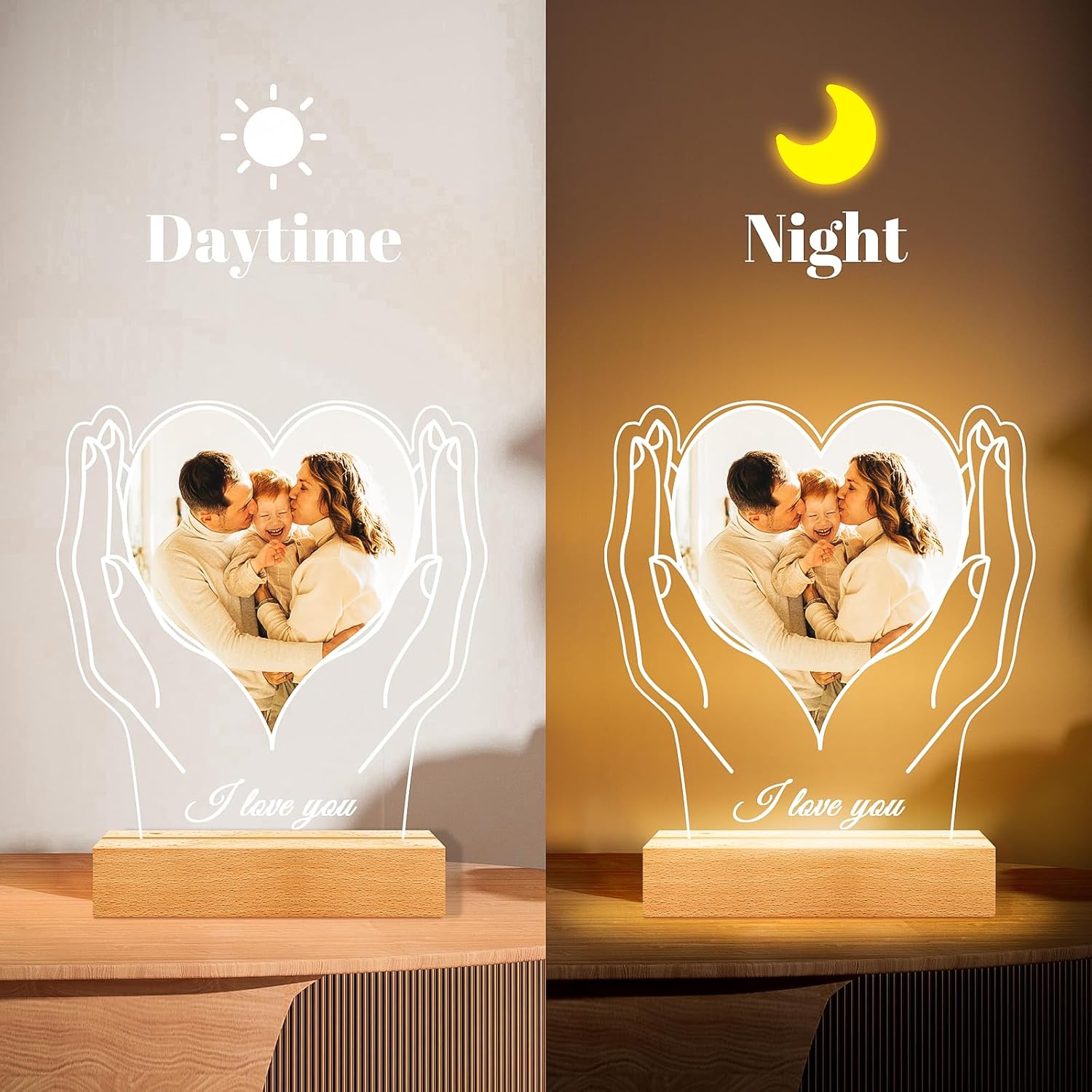 Custom Picture Frames with Photo, Customized Photo Frame, Personalized Picture Frame, Customized Birthday Valentines Day Gifts for Women Men Mom Dad Baby Kids Grandma Grandpa Family