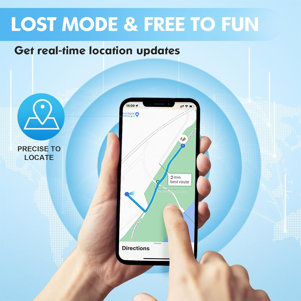GPS Tracker for Dogs&Cats, 2 in 1 Pet Tracking Smart Collar (Only iOS), No Monthly Fee GPS Tracker Dog Collar, Real-time Location Comfortable PU Tracker for Small, Medium Large Dogs(Locator Included)